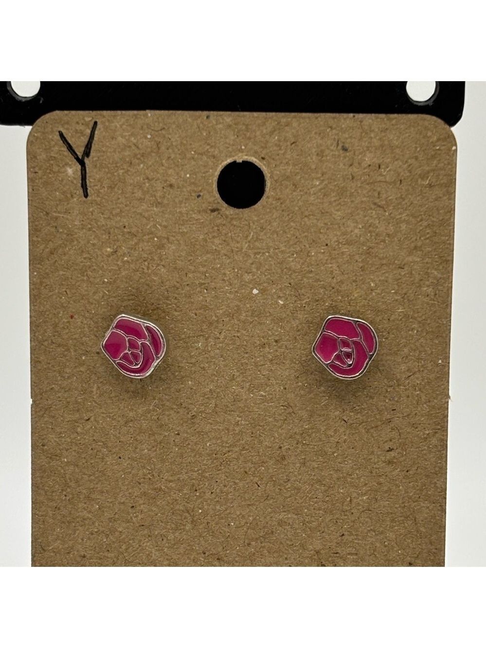 Pink Rose Stud Earrings